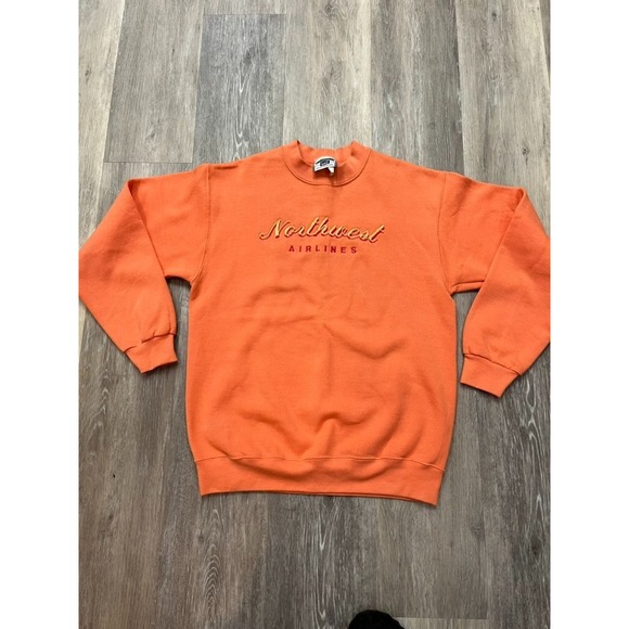 Vtg 90s Northwest Airlines Peach Sweatshirt Defunct Airline Sz S - Picture 1 of 2